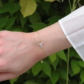 Totem Kuşu Renkli Mine İşli Gold Kaplama Gümüş Bileklik thumbnail 1