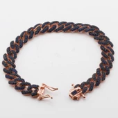 Lacivert Zirkon Taşlı Gurmet Model Zincir Gümüş Kadın Bileklik thumbnail 2