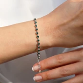 Kalp Yeşil Taşlı Su Yolu Gümüş Bileklik thumbnail 1