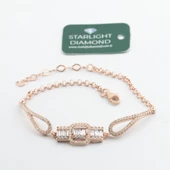 Starlight Diamond Baget Kesim Rose Gold Kaplama Gümüş Bileklik thumbnail 2