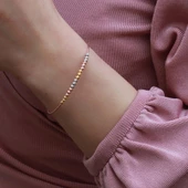 Kelepçe Modeli Sıralı İnce Gümüş Dorika Bileklik thumbnail 1