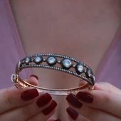 Elmas Montür Rose Gold Kaplama Sıra Taşlı Gümüş Kelepçe thumbnail 3