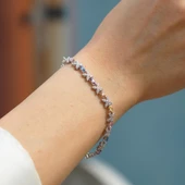 Çiçek Renkli Zirkon Taşlı Gümüş Bileklik thumbnail 4