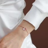 İnci ve Çiçek Motifli Rose Gold Kaplama Gümüş Bileklik thumbnail 1