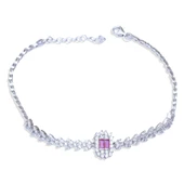 Başak Modeli Kırmızı Taşlı Zarif Gümüş Bileklik thumbnail 4