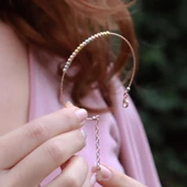 Kelepçe Modeli Sıralı İnce Gümüş Dorika Bileklik thumbnail 3