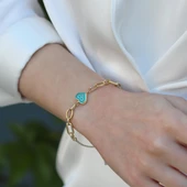 Fortuna Kalp Gold Kaplama Gümüş Bileklik thumbnail 2