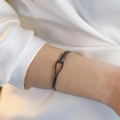 Düğüm Taşlı Siyah Rodyum Gümüş Kelepçe thumbnail 2