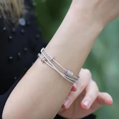 Apm Monaco Model Kayar Halkalı 3 Sıra Zirkon Taşlı 925 Ayar Gümüş Kelepçe thumbnail 3