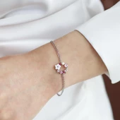 İnci ve Çiçek Motifli Gümüş Bileklik thumbnail 1