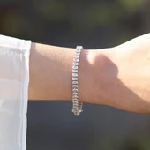 Damla Modeli Su Yolu Zirkon Taşlı Gümüş Bileklik thumbnail 3