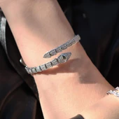 Serpent Full Zirkon Taşlı Gümüş Kelepçe thumbnail 3