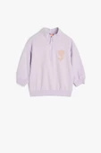 Koton Kız Bebek Sweatshirt Dik Yaka Uzun Kollu Yarım Fermuarlı Baskı Detaylı Şardonlu - 1