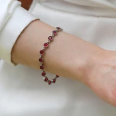 Kök Yakut Taşlı Su Yolu Otantik Gümüş Bileklik - 1