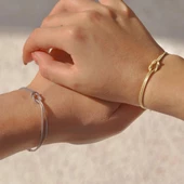 Gönül Bağı Modeli Düğüm Çift Gümüş Bileklik thumbnail 1