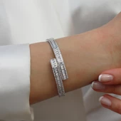 Baget Taşlı Gümüş Kelepçe thumbnail 3