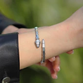 Serpent Zirkon Taşlı Gümüş Kelepçe thumbnail 5