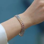 Fizyon Gurmet 3 Renkli Zirkon Taşlı Gümüş Bileklik thumbnail 5