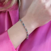 Renkli Zirkon Taşlı Başak Gümüş Bileklik thumbnail 4