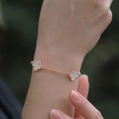 İkonik Alhambra Sedef Taşlı Rose Gold Kaplama Gümüş Bileklik thumbnail 1