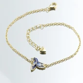 Totem Kuşu Lacivert Mine İşli Gold Kaplama Gümüş Bileklik thumbnail 4