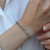 Dumanlı Kuvars Taşlı Rose Gold Kaplama Asansörlü Gümüş Bileklik thumbnail 3