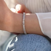 Damla Modeli Su Yolu Zirkon Taşlı Gümüş Bileklik thumbnail 2