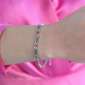 Renkli Zirkon Taşlı Başak Gümüş Bileklik thumbnail 3