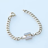 Gurmet Modeli Zirkon Taşlı Gold Kaplama Gümüş Bileklik thumbnail 5