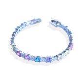 Kare Renkli Zirkon Taşlı Gümüş Bileklik thumbnail 5