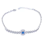 Başak Modeli Lacivert Taşlı Zarif Gümüş Bileklik thumbnail 4