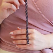 Lacivert Zirkon Taşlı Gurmet Model Zincir Gümüş Kadın Bileklik thumbnail 3