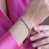 Renkli Zirkon Taşlı Başak Gümüş Bileklik thumbnail 1