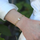 Zirkon Taşlı Kalp Gold Kaplama Gümüş Hallow Bileklik thumbnail 1