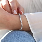 3 mm Zirkon Taşlı Su Yolu Gümüş Bileklik thumbnail 2
