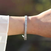 Mekik Modeli Zirkon Taşlı Su Yolu Gümüş Bileklik thumbnail 3