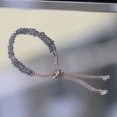 Dumanlı Kuvars Taşlı Rose Gold Kaplama Asansörlü Gümüş Bileklik thumbnail 4