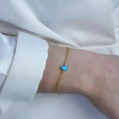 Opal Damla Modeli Gold Kaplama Gümüş Bileklik thumbnail 2