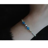 Nazar Boncuklu 925 Ayar Gümüş Dorika Bileklik thumbnail 2