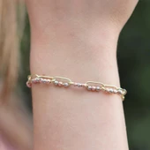 Trend Zincirli Gold Kaplama Dorika Gümüş Bileklik thumbnail 1