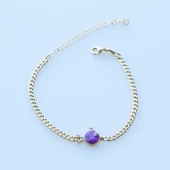 Mor Mine İşli Balık Modeli Gold Kaplama Gurmet Gümüş Bileklik thumbnail 4