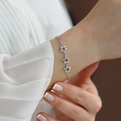 Zirkon Taşlı 3 Sıra Yıldız Figürlü Gümüş Bileklik thumbnail 1