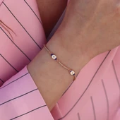 Zirkon Taşlı Lacivert Mine İşli Göz Modeli Rose Gold Kaplama Gümüş Bileklik thumbnail 1