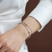 Çift Zincirli Top Model Gümüş Bileklik thumbnail 1