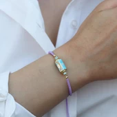 Gün Işığı Mor İpek Makrome Gümüş Bileklik thumbnail 4