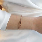 Düğüm Taşlı  Rose Gold Kaplama Gümüş Bileklik thumbnail 2