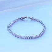 Kare Su Yolu Zirkon Taşlı Su Yolu Gümüş Bileklik thumbnail 4