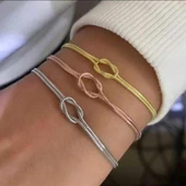 Gönül Bağı Modeli Düğüm Çift Gümüş Bileklik thumbnail 5