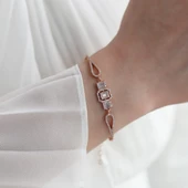 Starlight Diamond Baget Kesim Rose Gold Kaplama Gümüş Bileklik thumbnail 3