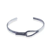 Düğüm Taşlı Siyah Rodyum Gümüş Kelepçe thumbnail 3